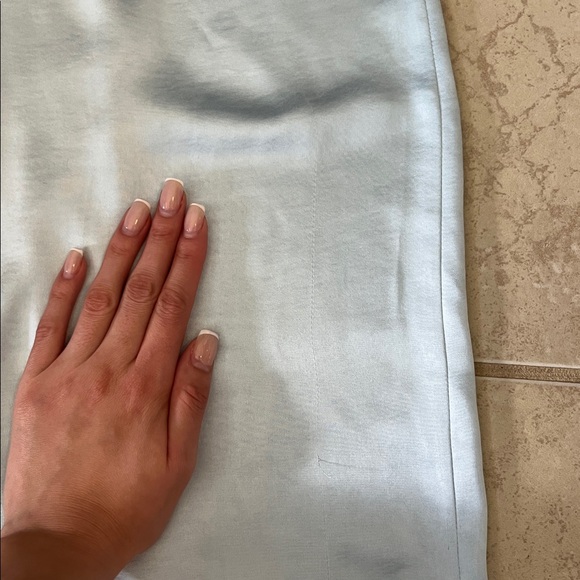 Baby Blue satin one shoulder open back long gown S wedding guest gala formal - Picture 14 of 15